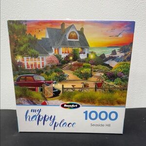 RoseArt My Happy Place Seaside Hill 1000 piece jigsaw puzzle.SALE 3/$25